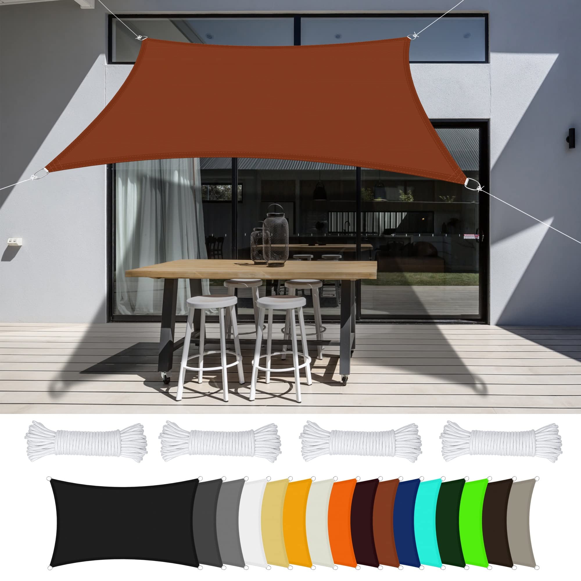 Voile d'ombrage pour fêtes et événements sur terrasse de 4,5x7 m
