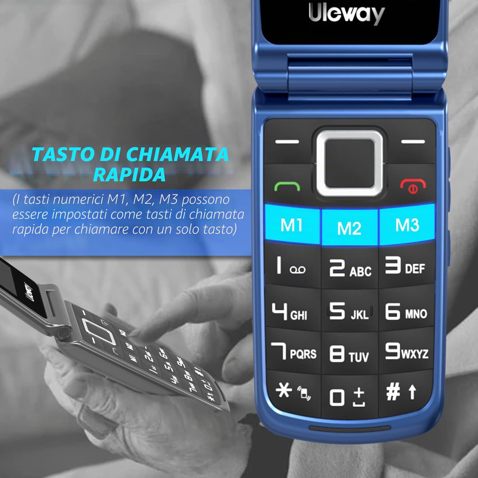 Telefono Cellulare per Anziani, Flip Telefoni Cellulari con Tasti Grandi