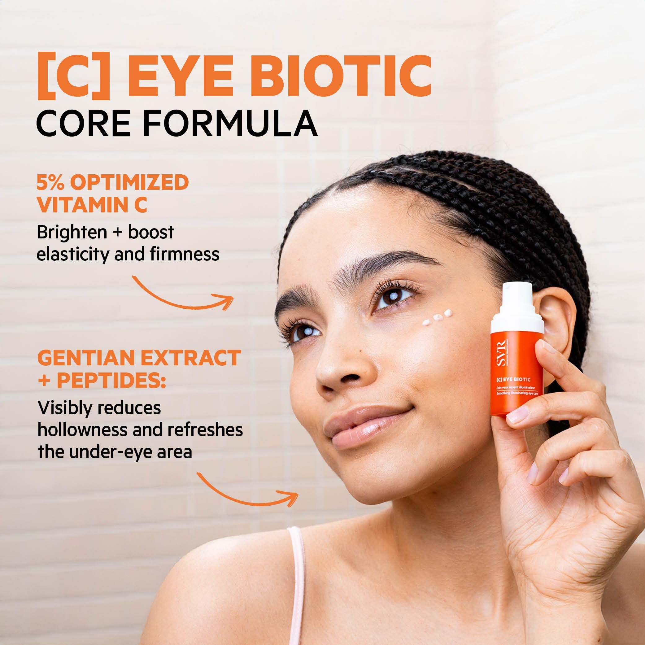 SVR C Biotic Eye Contour Cream. 5% Vitamin C Moisturizer for Puffiness, Dark Circles, Brightening & Even Skin Tone. Vegan, Made in France, 1 Fl. Oz.