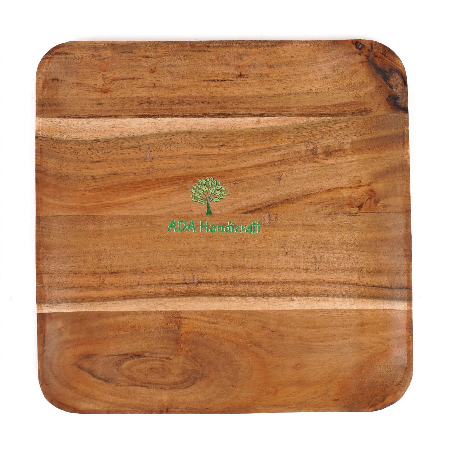 ADA Handicraft® A Trendy Luxury Craft Premium Acacia Wood Serving Tray, Square Nested Serving Platter - (Size:- 25 x 25 x 1.5cm)