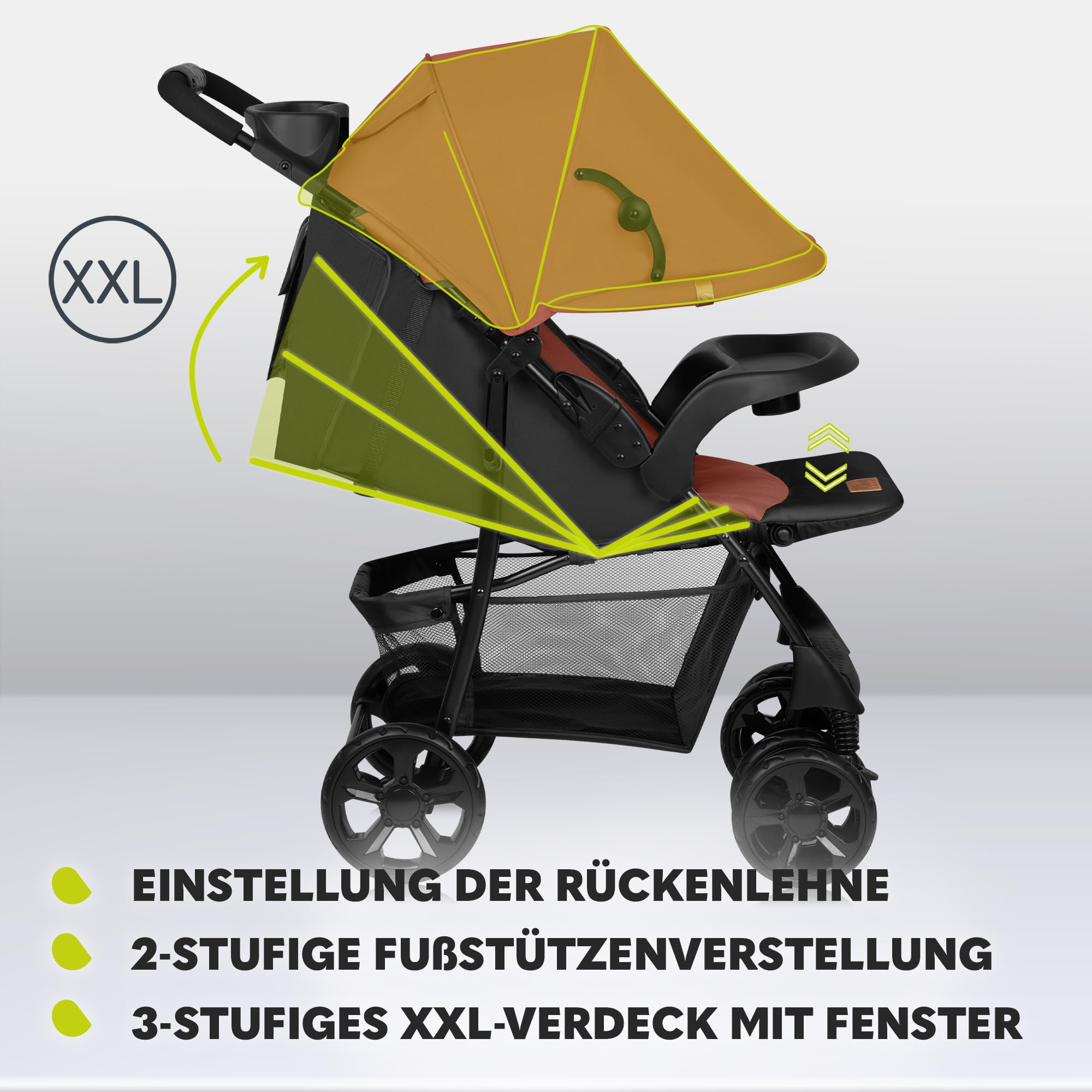 LIONELO Emma Plus Kinderwagen bis 15 kg, Buggy mit Liegeposition, zusammenklappbar, große Räder, großer Korb