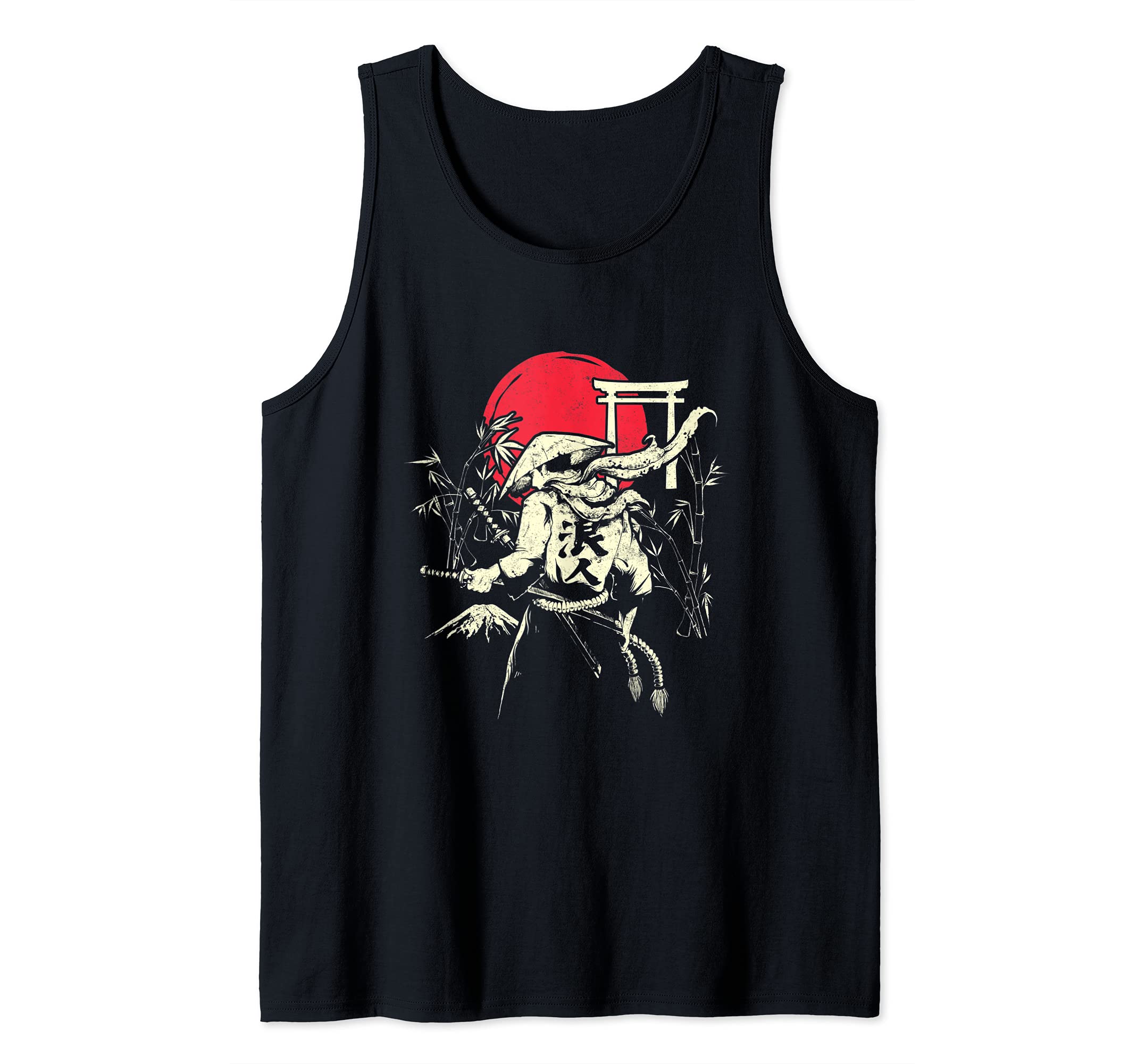 Japanese Culture Samurai Red moon Warrior bushido code Tank Top