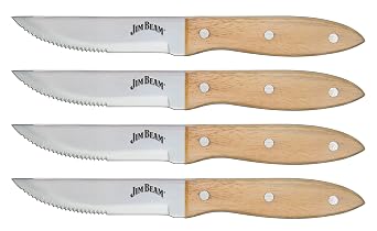 Jim Beam Steak Knife Set 4 Pack, JB0165, 10", Brown