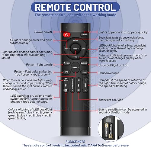 Miniatura 5 de Luces de fiesta, luz de discoteca, luz estroboscópica activada por sonido e iluminación de DJ con control remoto, luces rave para fiestas