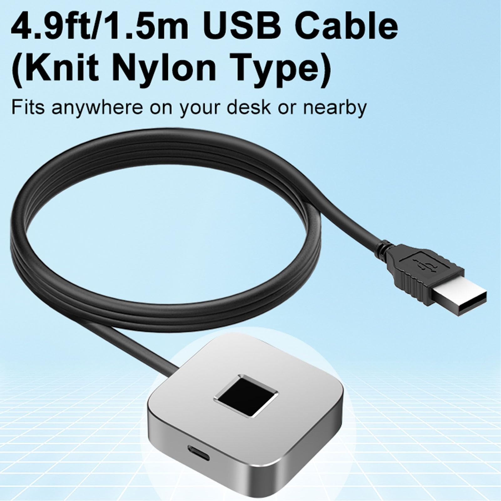 Lector de Huellas Dactilares USB para Hello, Escáner Biométrico de Coincidencia Rápida Táctil de 360° con Algoritmo de Autoaprendizaje para PC Portátil (Silver)