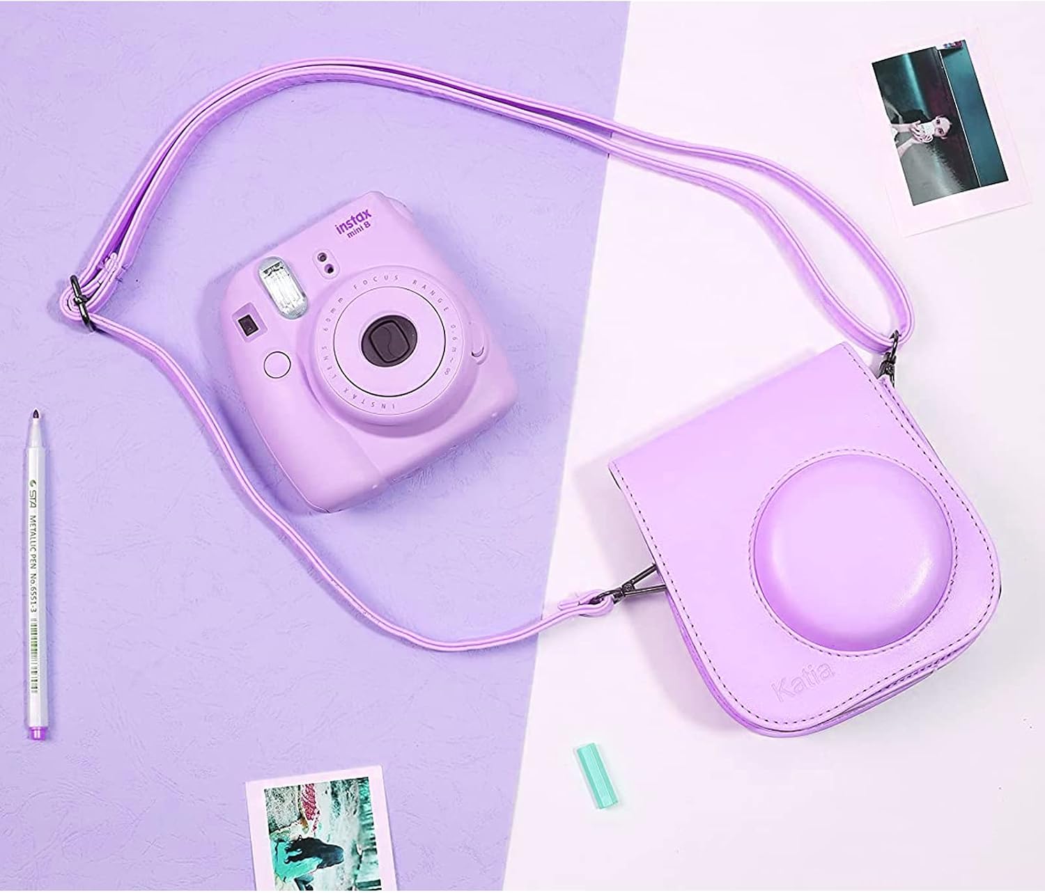 Katia Camera Case for Fujifilm Instax Mini 9 Instant Camera , also for Fujifilm Instax Mini 8 Instant Film Camera (Grape) , with a Film Pocket