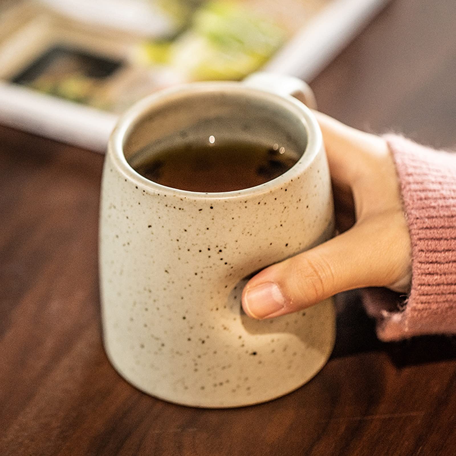 Tasse Becher Kreative Pot-Bellied Becher Halbkreisbogen Griff Wassertasse Große Kapazität Keramikschale Home Kaffeetasse Geeignet for Männer und Frauen Kaffeetassen (Color : A)