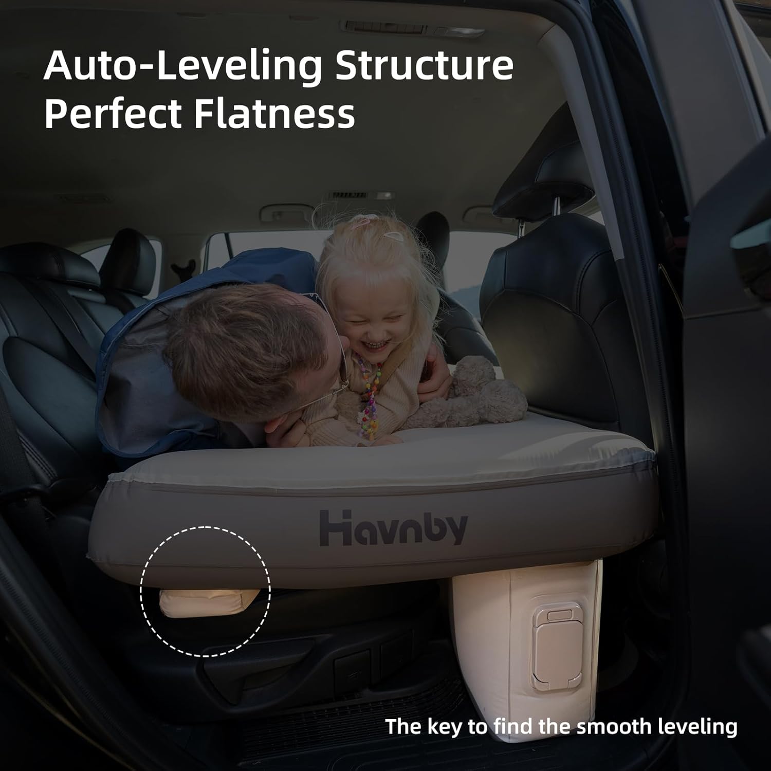 Havnby CozyPad Car Air Foam Mattress for Toyota Highlander Second Row, Custom Fit Inflatable Back Seat Bed with Built-in Pump, TPU Layer, Foam Cushion Support for Kids, Pets and Adults