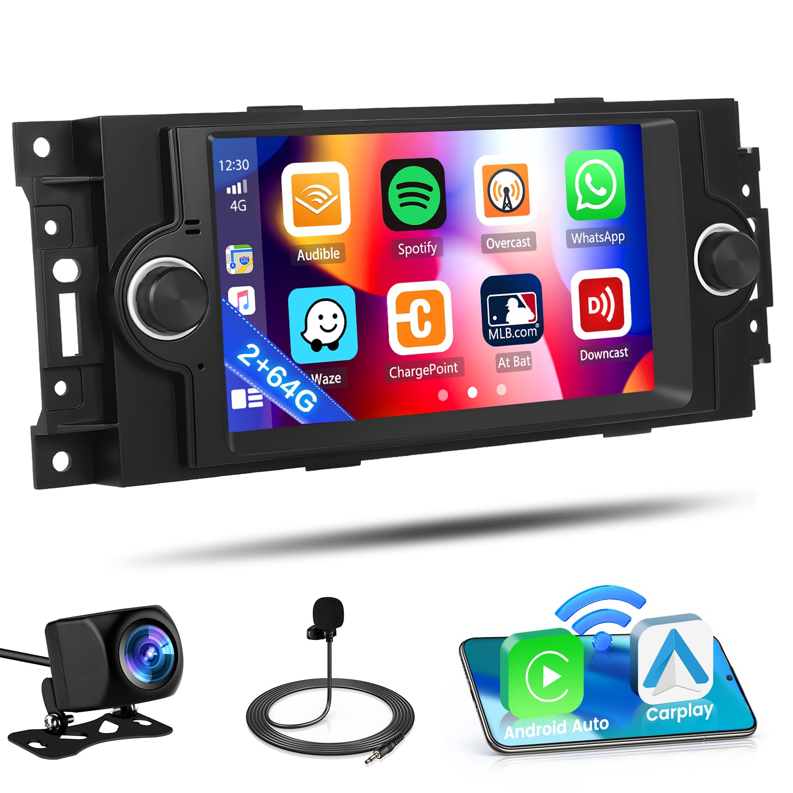 2+64G Inefala para Jeep Grand Cherokee/Compass/ChrysIer 300c 2005-2007 Android 13 Radio de Coche, 6.2 Pulgadas Pantalla táctil inalámbrica CarPlay Android Auto GPS WiFi BT WiFi FM/RDS Cámara Trasera