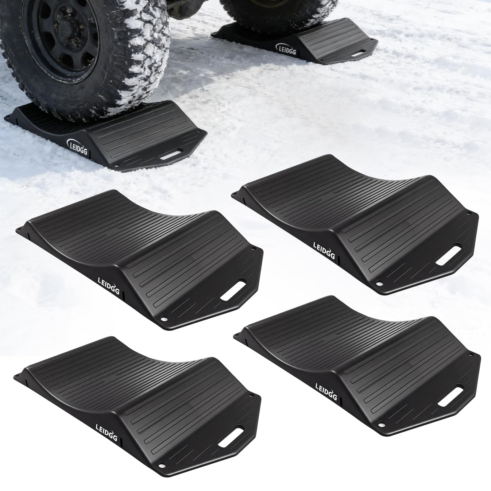 Tire Cradles Set of 4Pack Anti-Slip Pads Tire Saver Ramps with Interlock Design Plastic Car Ramps for RV,Trailer,Truck Up to 40000 LBS