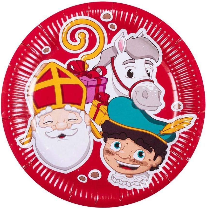 Boland 56675 - Paper Plates St. Nicholas Pack of 6, Diameter 23 cm, Disposable Plates, Paper Plates, Disposable Tableware, Theme Party