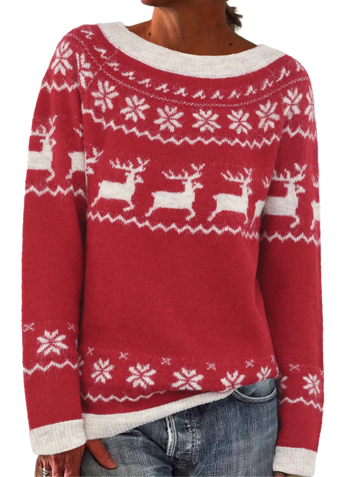 Womens Fair Isle Sweaters Fall Winter Trendy Vintage Sweater Seniors Crewneck Knit Wool Pullover Tops 2025