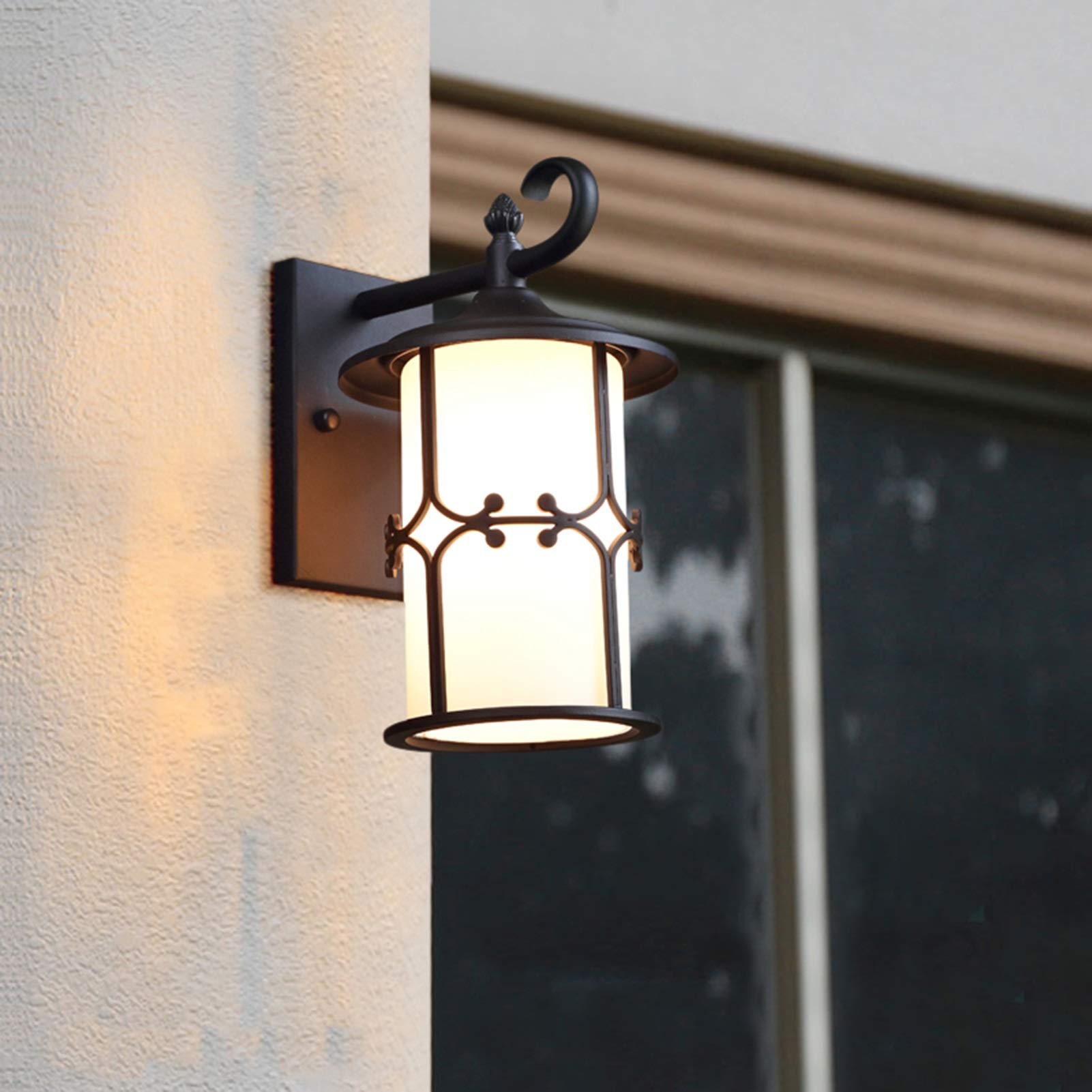 GWJKG Lampe Murale Exterior Black And Gold Brass Outdoor Lamp Light Lights Fullf Wall Sconec con Schermo in Vetro a Coste Trasparente, Lampadina Incluse Appassionati estérieurs