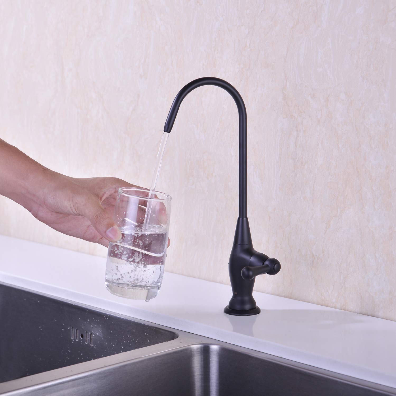 Grifo de filtro de agua negro mate, grifo de bebida de agua potable de acero inoxidable 304 sin espacio de aire para sistemas de ósmosis inversa Sistema de filtración de agua
