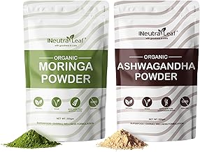 Stamino Combo Of Organic Moringa Powder 200g And Ashwagandha Powder 200g | Meets your Daily Nutritional Needs | Boost Energy, Performance & Overall Health 100% Natural ,Multi Nutrients & Vitamin