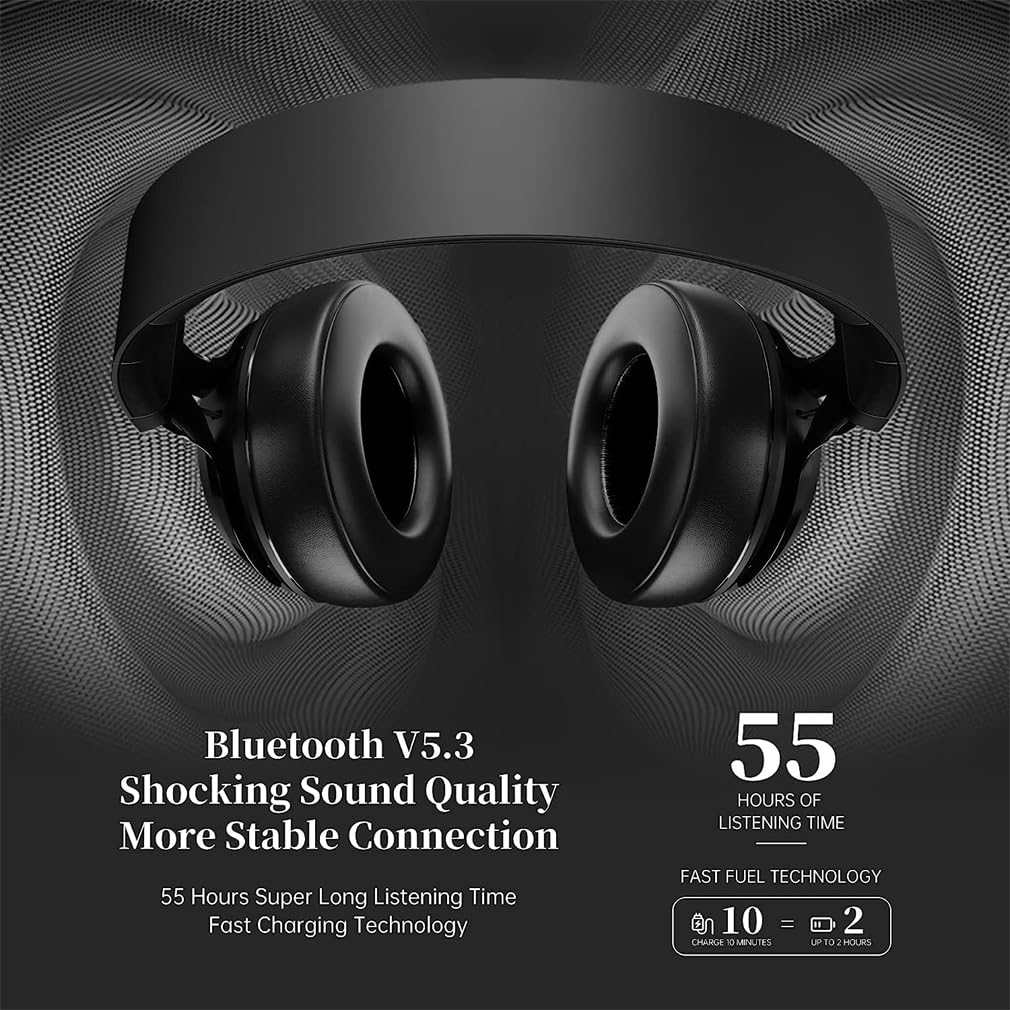 NONCHI Słuchawki Bluetooth nad-e-e-e-E-E-E-E-EMPTHONY, 60H Bezprzewodowe słuchawki z mikrofonem, niskie opóźnienie, głębokie bas, składany zestaw słuchawkowy HiFi, do laptopa/komputera/telewizora,Red