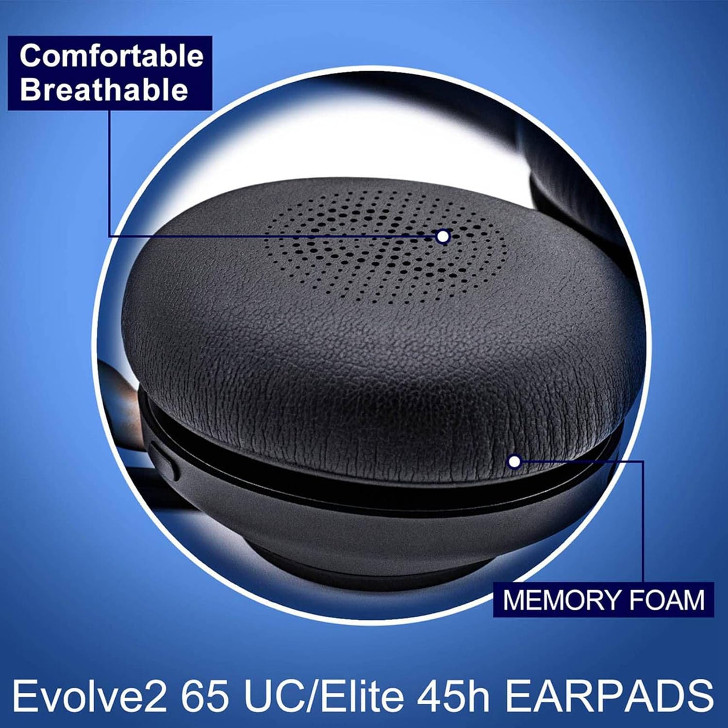 ciyeu 10x Replacement Earpads for Elite 45H Evolve2 65 MS/Wireless Headphones - Protein Leather/Ear Cushion (Black) - Image 6