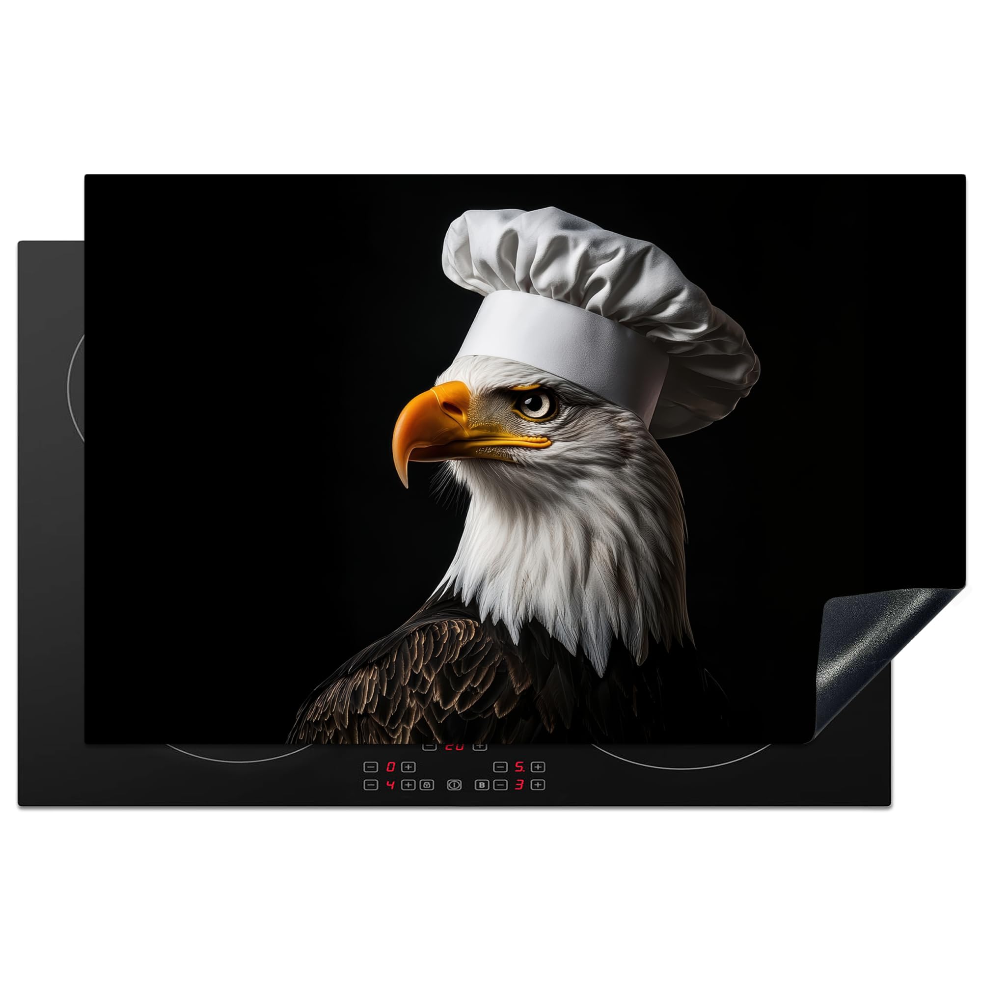 KitchenYeah© Induction Hob Cover Protector Mat 20.5"x31.5" / 80x52 cm Kitchen Universal Ceramic Covers for Electric Cookers Vinyl Eagle - America - Chefs Hat - Bird - Tough
