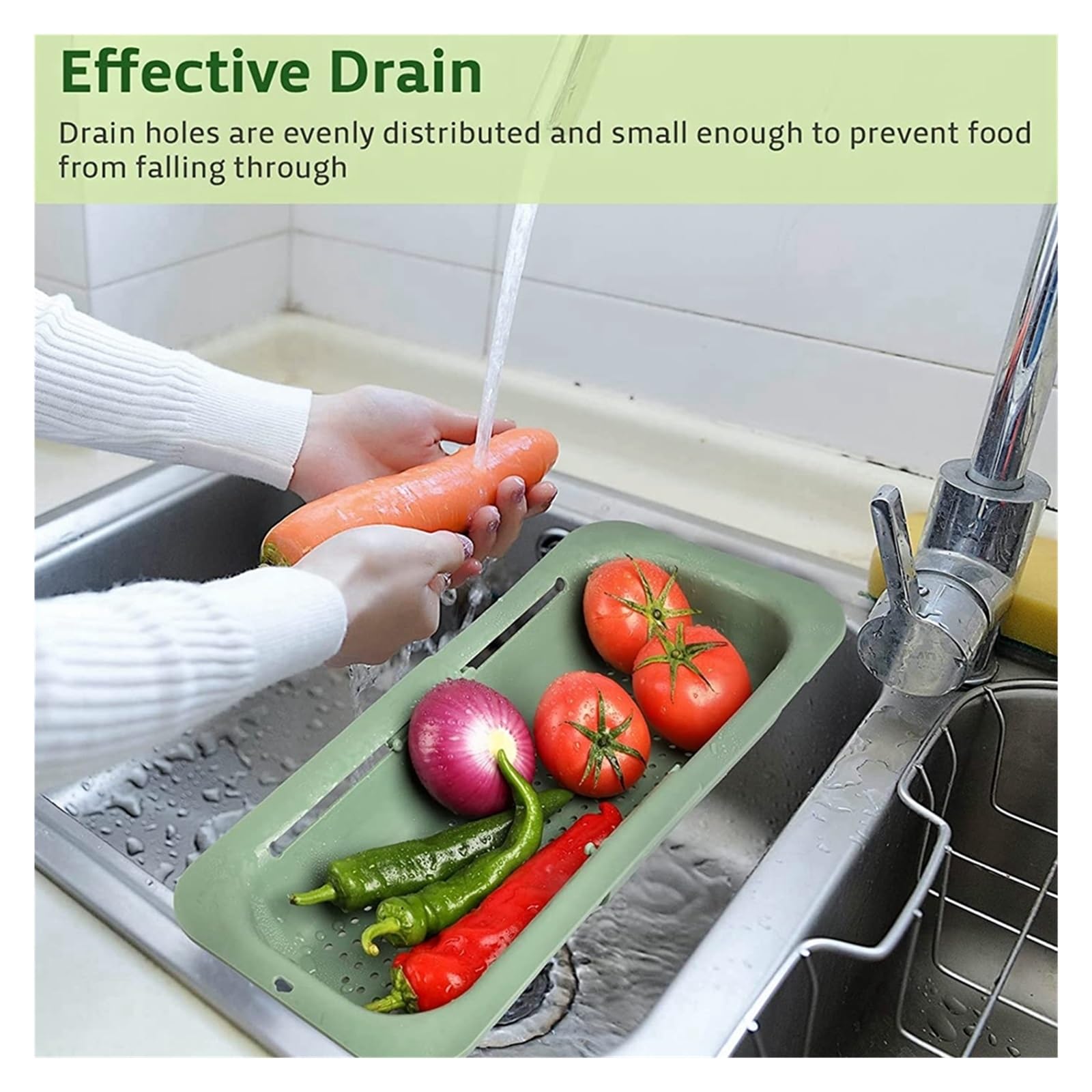 Inicio Colador Sobre El Fregadero for La Cocina Cesta Verduras Frutas Plegable(Grey)