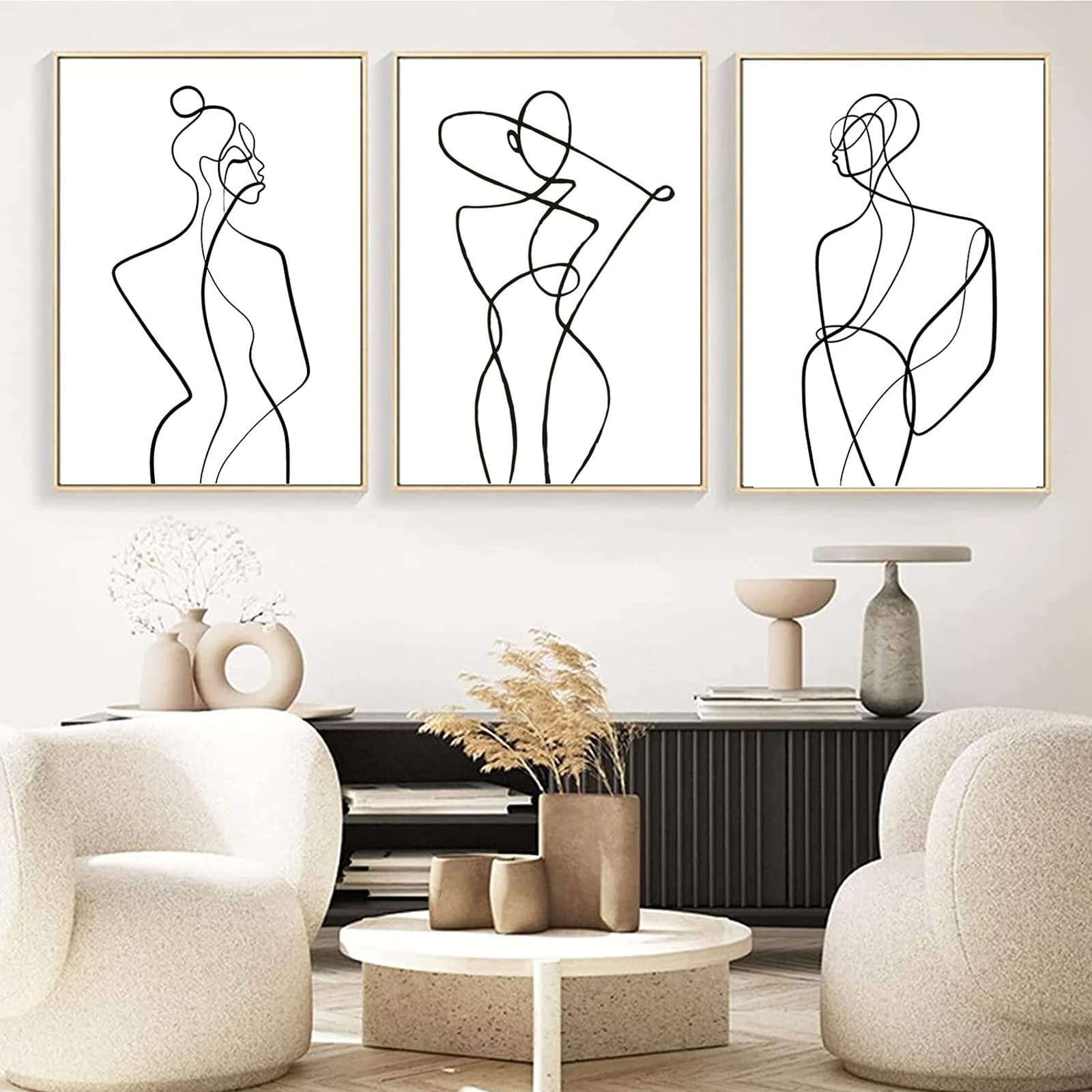 LXTOPN Minimalist Line Art Prints, Set of 3 Abstract Line Wall Art Poster - Image 4