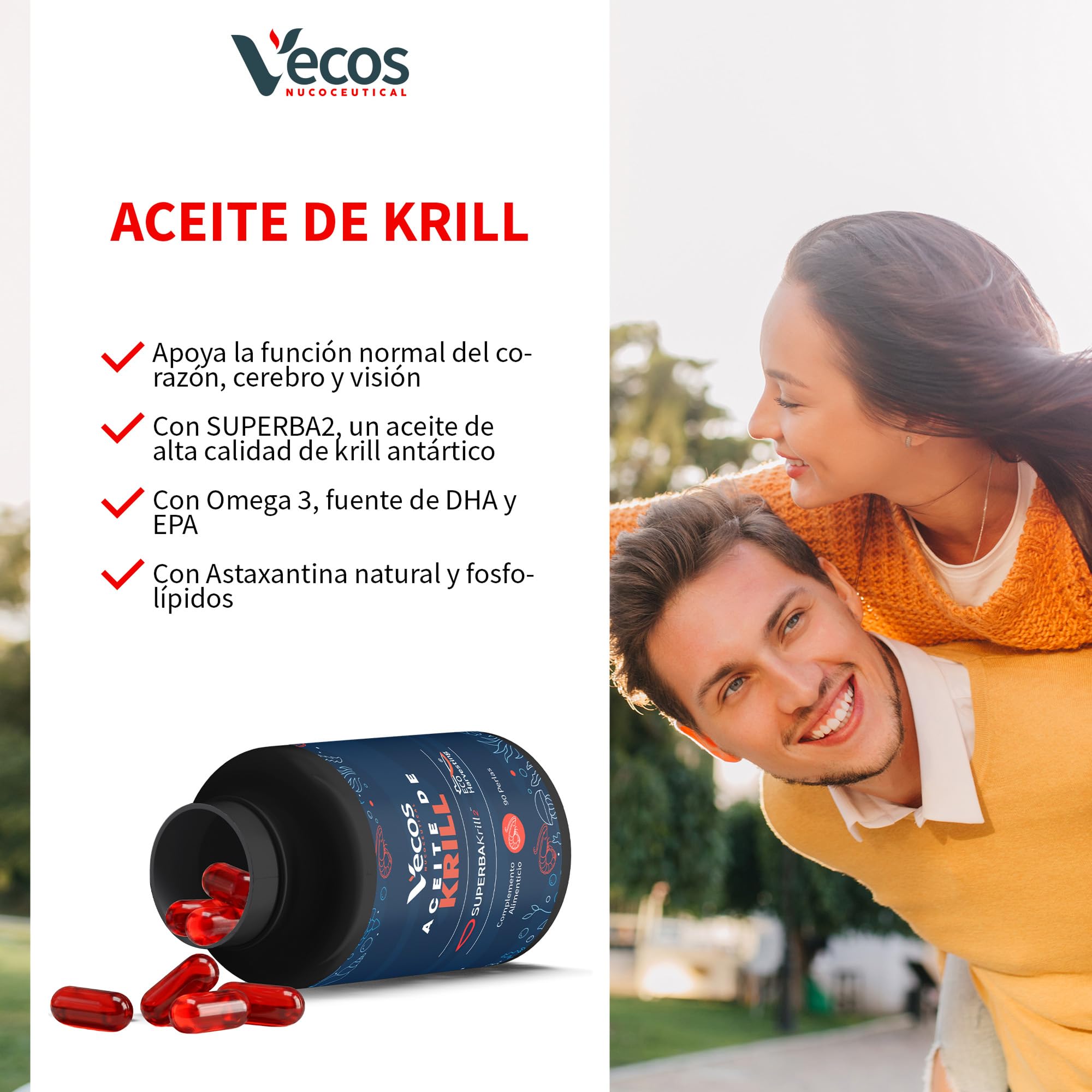 Aceite de Krill Antártico 1000mg SuperbaKrill | Omega 3 (DHA y EPA), Astaxantina Natural y Fosfolípidos Marinos, Alternativa al Aceite de Pescado