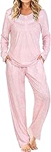 AVIIER Women's Pajamas Set Pleated 2 Piece Fall Long Sleeve Pjs with Pockets