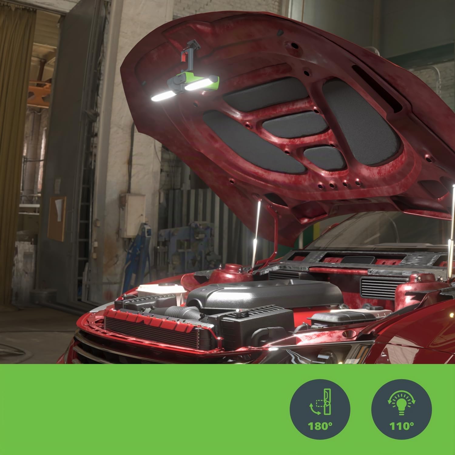 Philips Xperion 3000 Bonnet LED-Arbeitsleuchte, leistungsstark, vielseitig und robust, 1.200 lm, magnetischer Griff und Haken, COB-LED mit 6.500K rein weißem Licht, wiederaufladbar