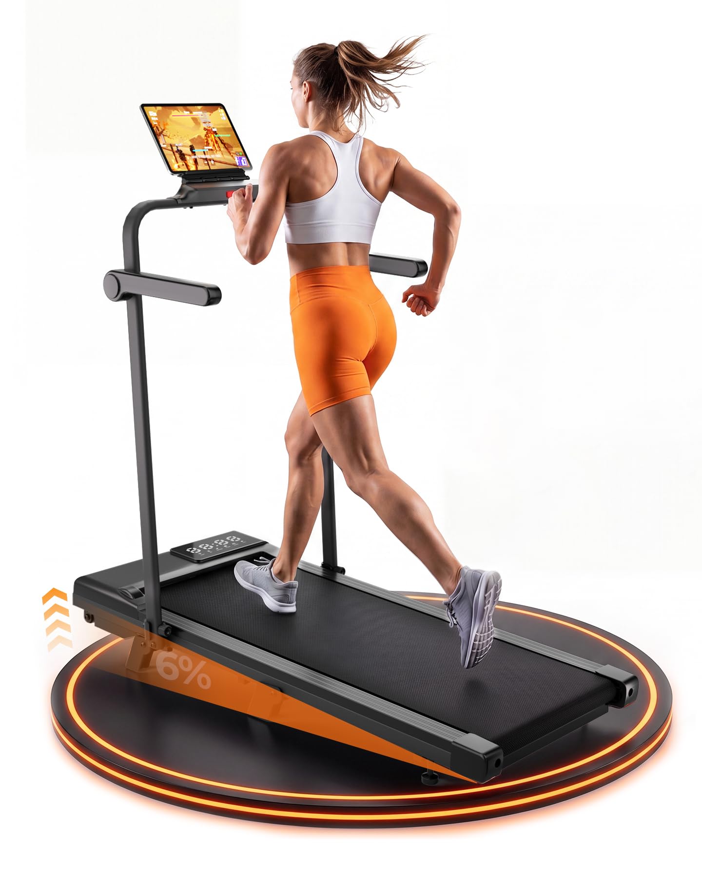Superun Tapis Roulant Salvaspazio Pieghevole 1-12km/h con Inclinazione 6%,Tapirulan Elettrico Pieghevole 3,0 CV Mini Walking Pad Massima di 136 kg,Schermo LED, Telecomando, Controllo tramite APP