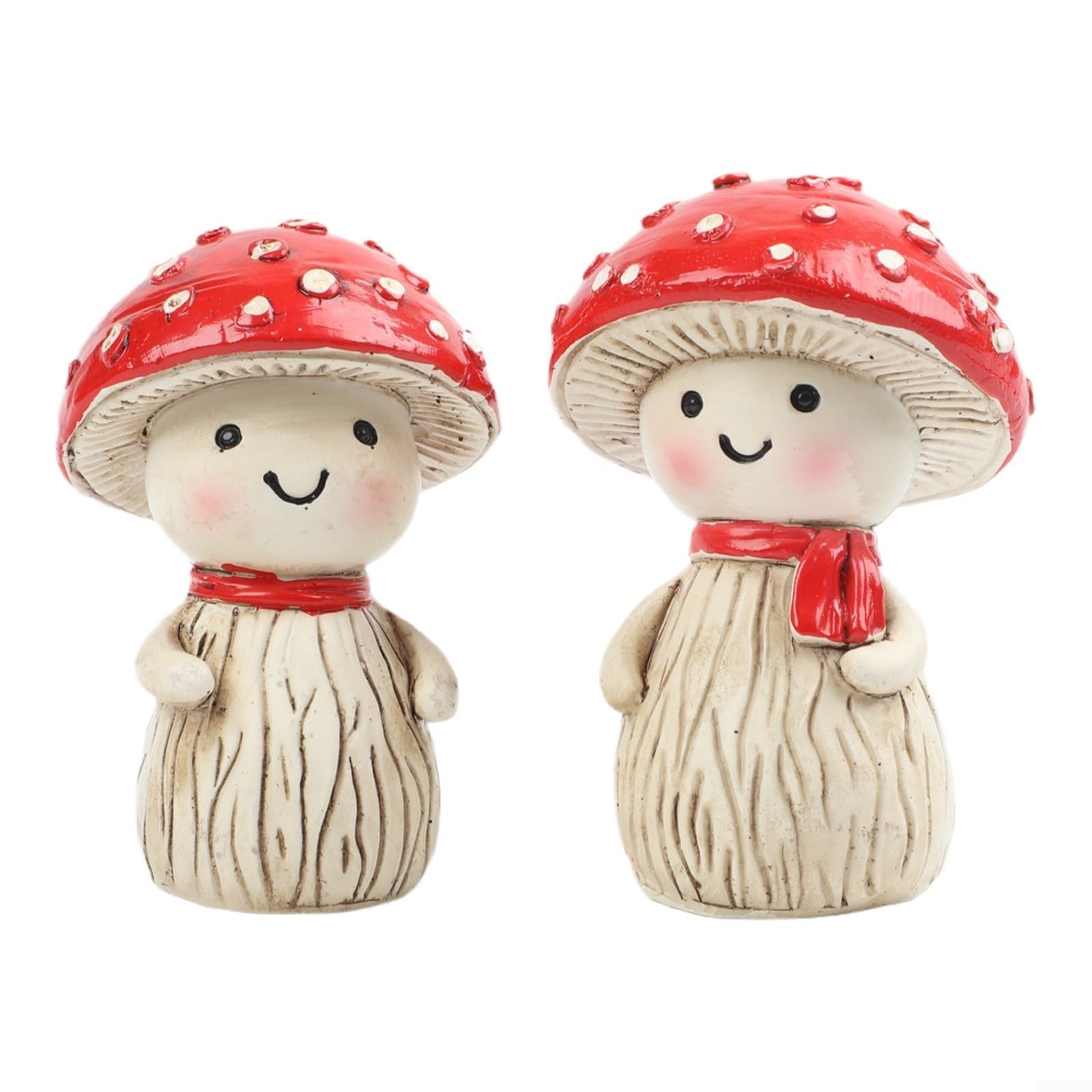 Vootnifig Set of 2 Cartoon Mushroom Garden Statues, Red and White Resin, for SCULPTURE, for Outdoor Yard Decor, Weather Resistant Lawn Ornaments, for Patio and Home Tabletop