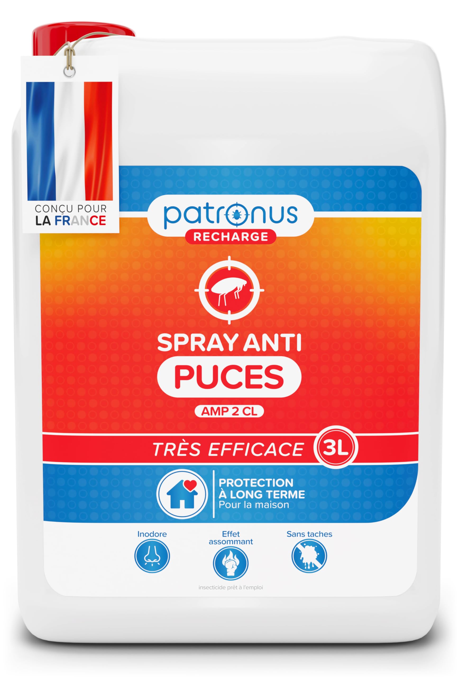 Patronus Spray Anti Puces Chat & Chien 3000ml - Non Tachant & Sans Odeur - Traitement Anti Puces, Tiques, Acariens pour la Maison, Meubles & Textiles - Spray Anti Puce Maison Très Efficace