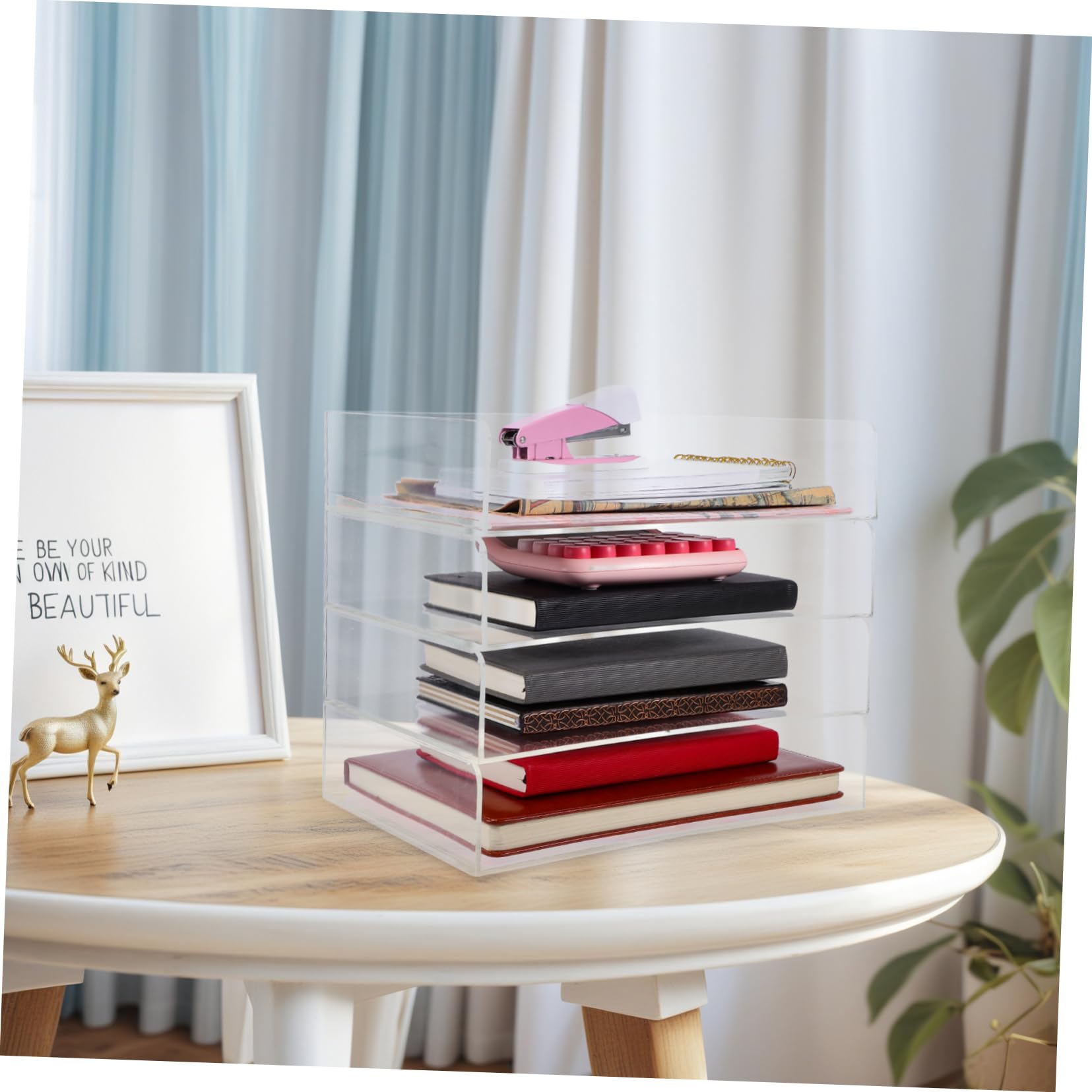 Bureau en acrylique – Bac à documents empilable pour fournitures de bureau à domicile, porte-documents, lettres et papier, solution de rangement élégante pour un espace de travail efficace