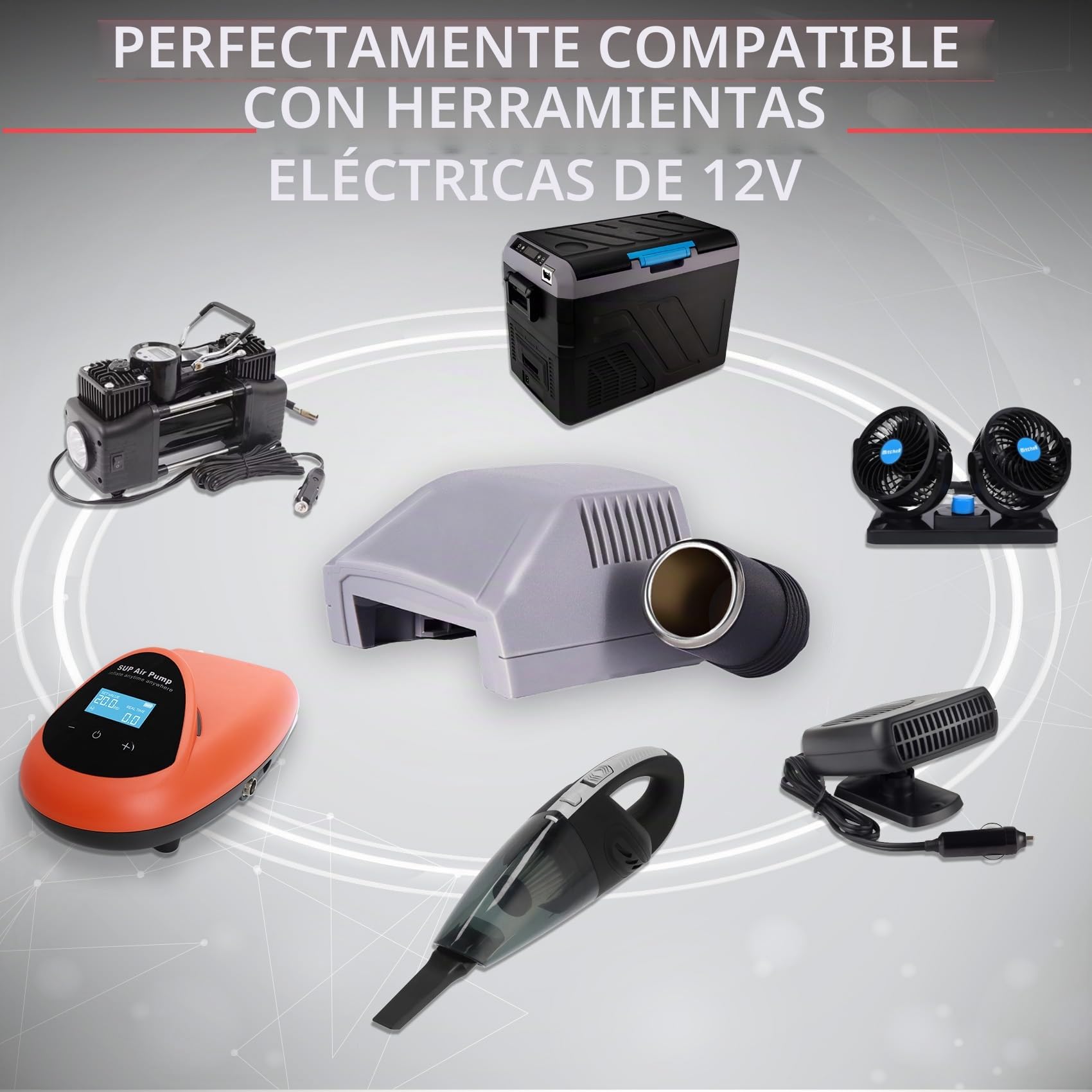 TONSIM Adaptador de Batería Milwaukee 18V – Convertidor Step Down con Puerto de Encendedor para Dispositivos 12V y Herramientas Eléctricas – Compatible con Todas Las Baterías Milwaukee 18V