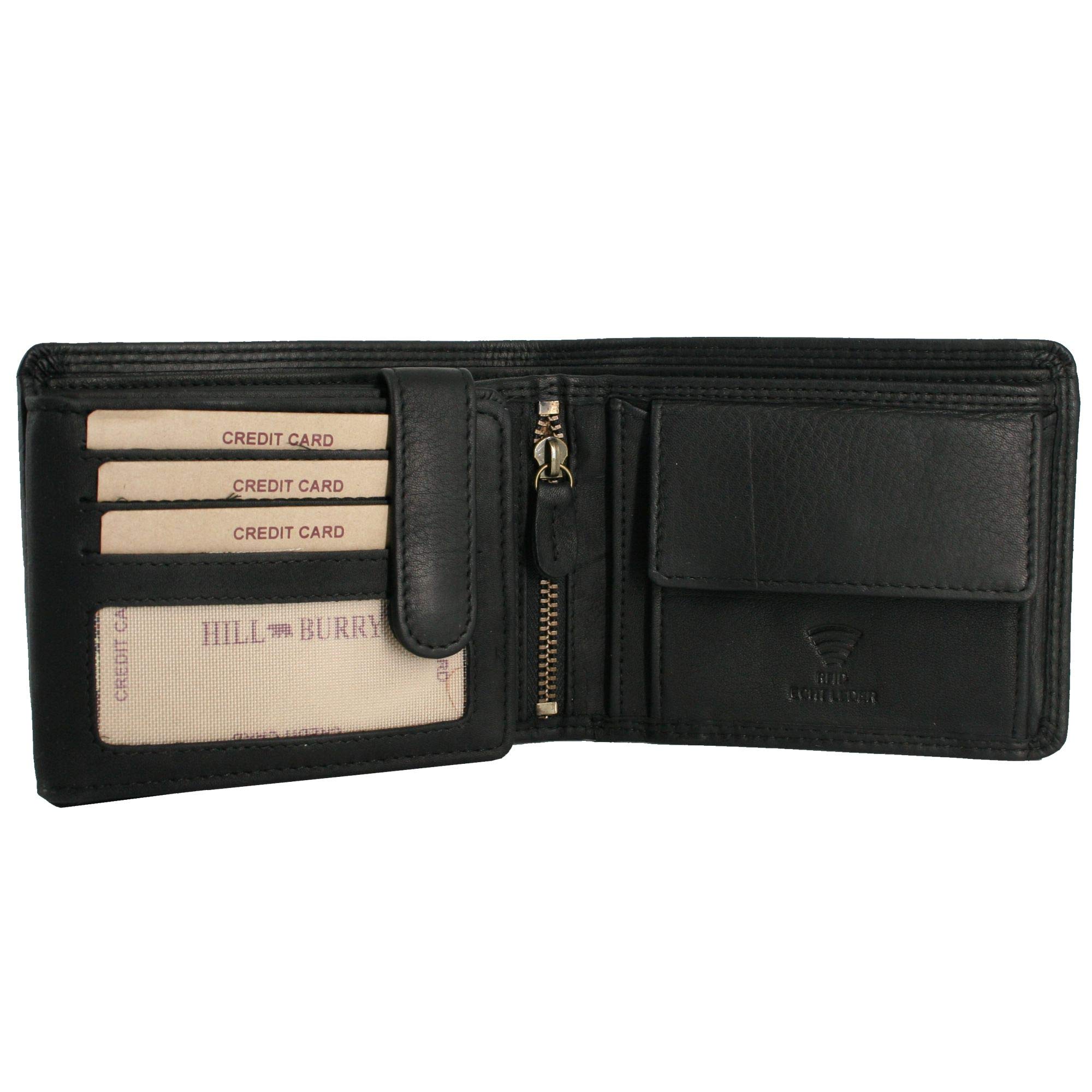Cartera de piel para hombre y hombre, con protección RFID, con compartimento para monedas y relieve, monedero de piel auténtica (marrón vertical, moto, Harley Davidson), Negro , Querformat