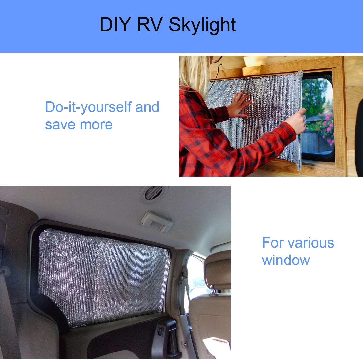 Double-Sided Reflective Insulation Roll, Reflective Bubble Film, Aluminum Foil Heat Barrier for Windows, Walls, Attics, RV, Garage Door, Basement, Winter & Summer (Sliver, 59" X10Ft)