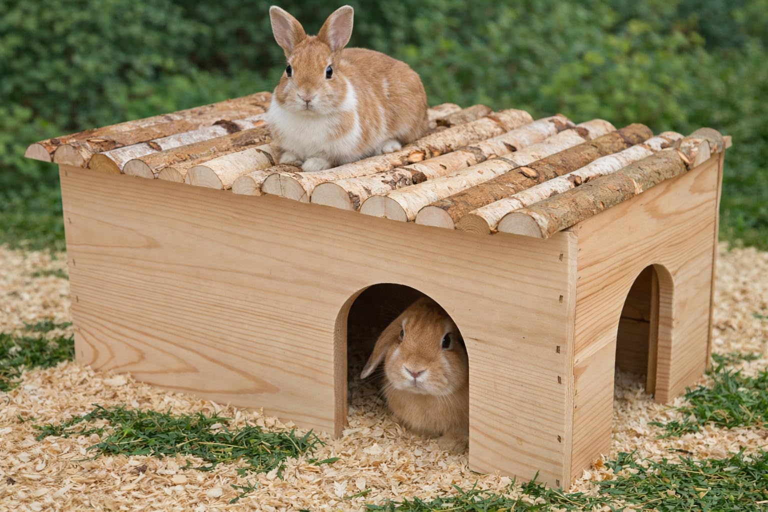 Ollesch Mega XL Nagerhaus für Meerschweinchen und Kaninchen 50x25x33cm