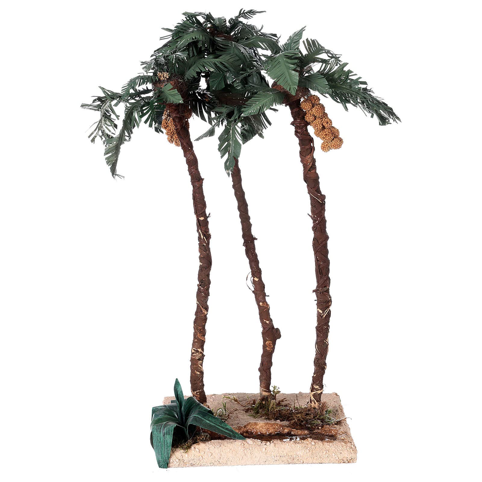 Holyart Mousse végétale, Lichens, Arbres, Pavages: Palmier Triple avec Oasis crèche h 30 cm