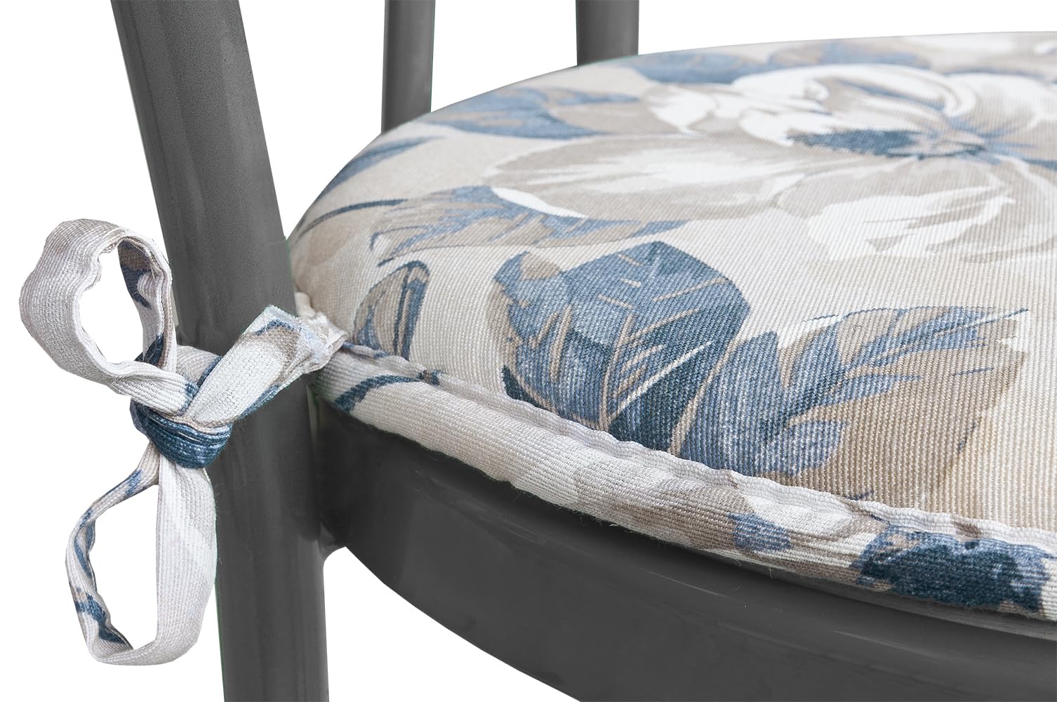 emmevi Ensemble de 4 coussins de chaise ronde en coton avec lacets lavables doux housses de chaise rondes Shabby Chic vintage