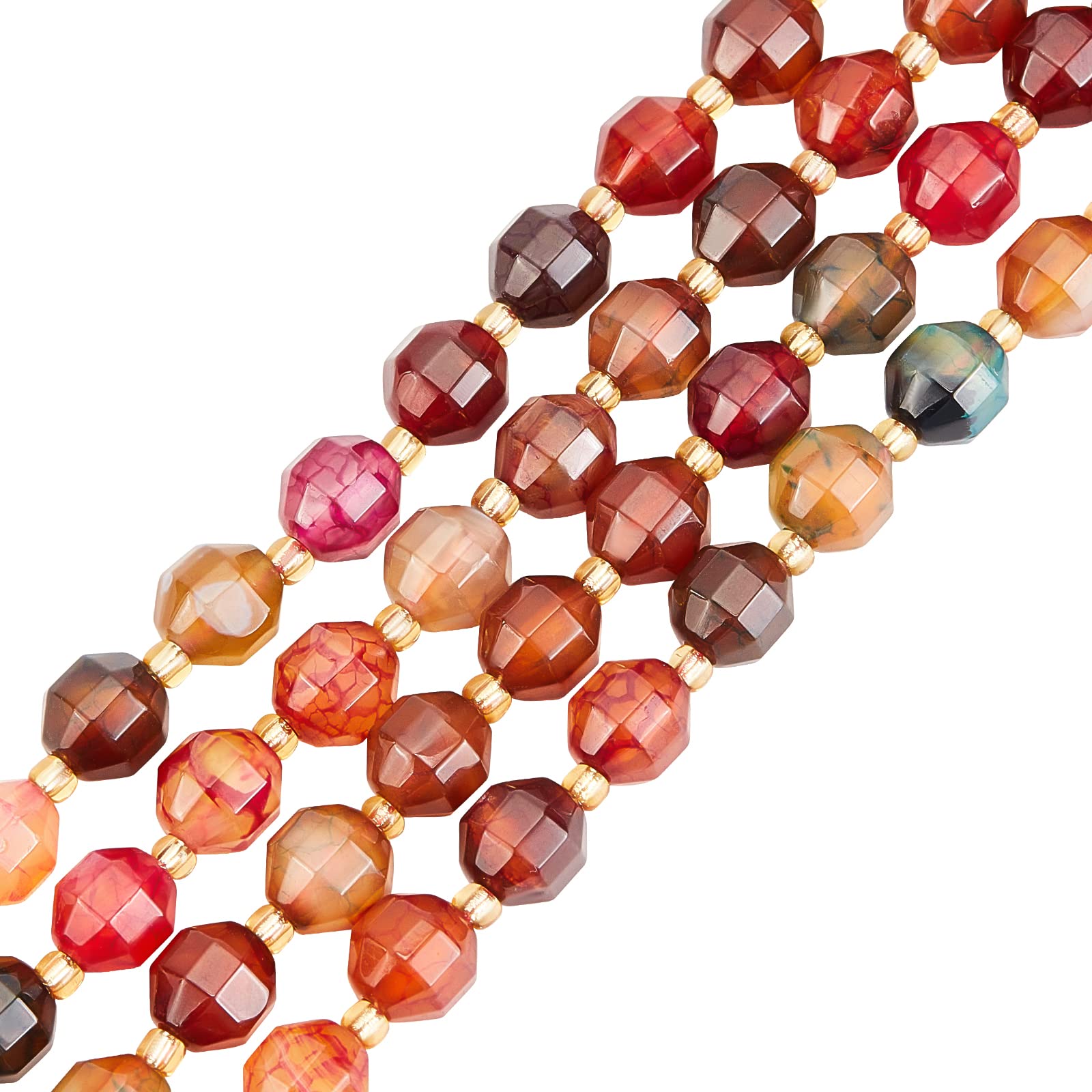 OLYCRAFT 74Pcs Natural Agate Gemstone 8mm Agate Beads Strands Dyed Round Faceted Stone Beads for Jewelry Earrings Bracelet Necklace Making and DIY Crafts