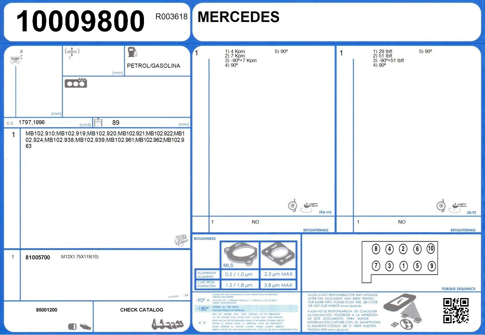 Ajusa 50078100 Kit Completo Guarnizioni, Motore