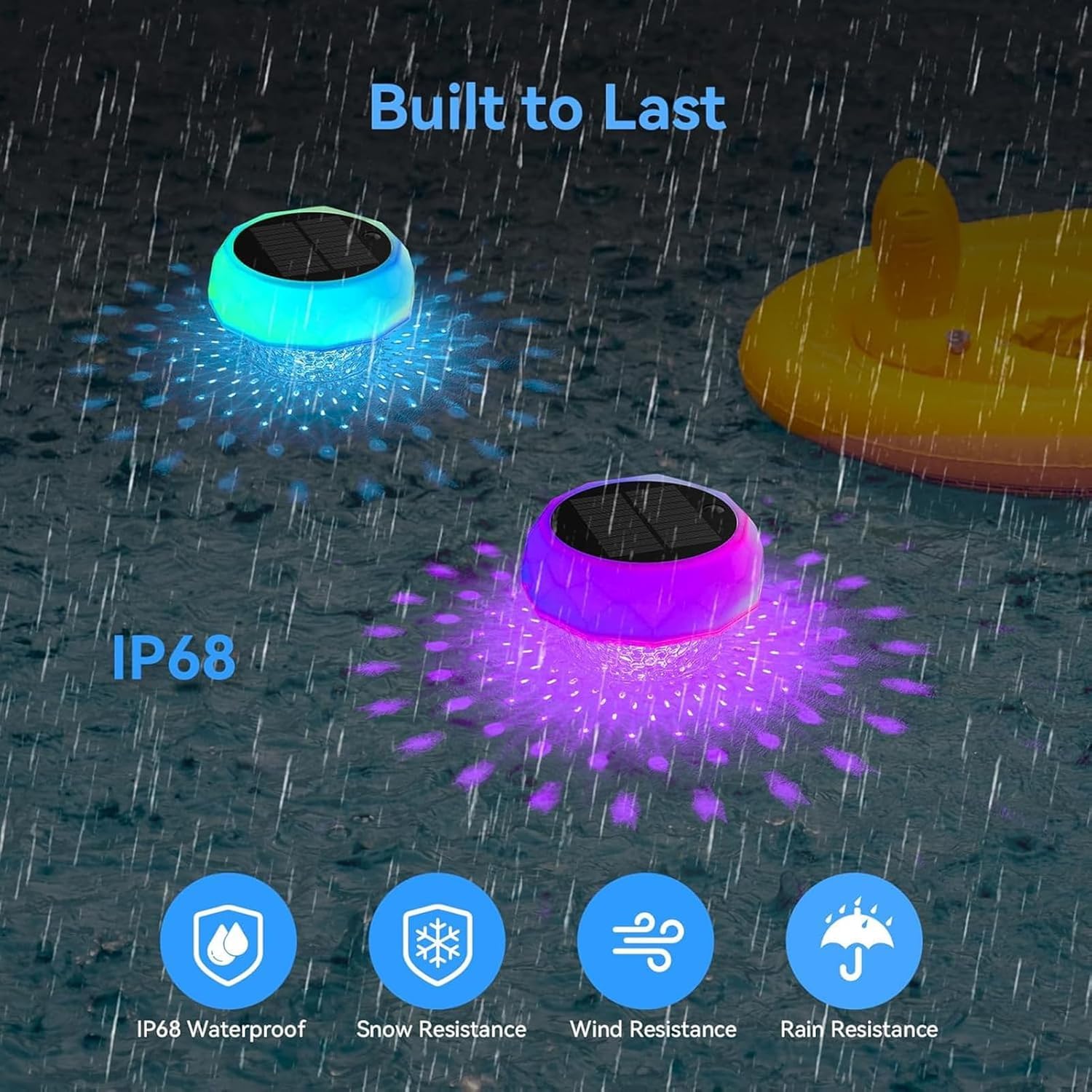 yowin Poolbeleuchtung Solar, LED Pool Licht Schwimmend mit Fernbedienung, Timer, 3 Modi, IP68 Wasserdicht Pool Lichter Unterwasser Solar für Whirlpool Teichs SPA Garten Balkon Außen Deko