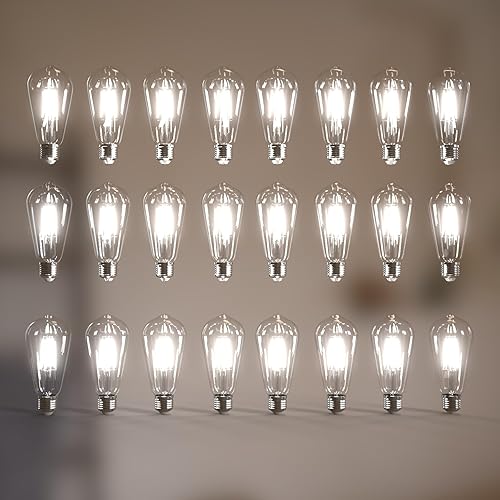 Miniatura 24 de Jensense Edison - Bombillas LED E26 de 6 W, equivalente a 60 W, bombillas LED vintage CRI90+ ST19, bombillas transparentes regulables, 2700 K,
