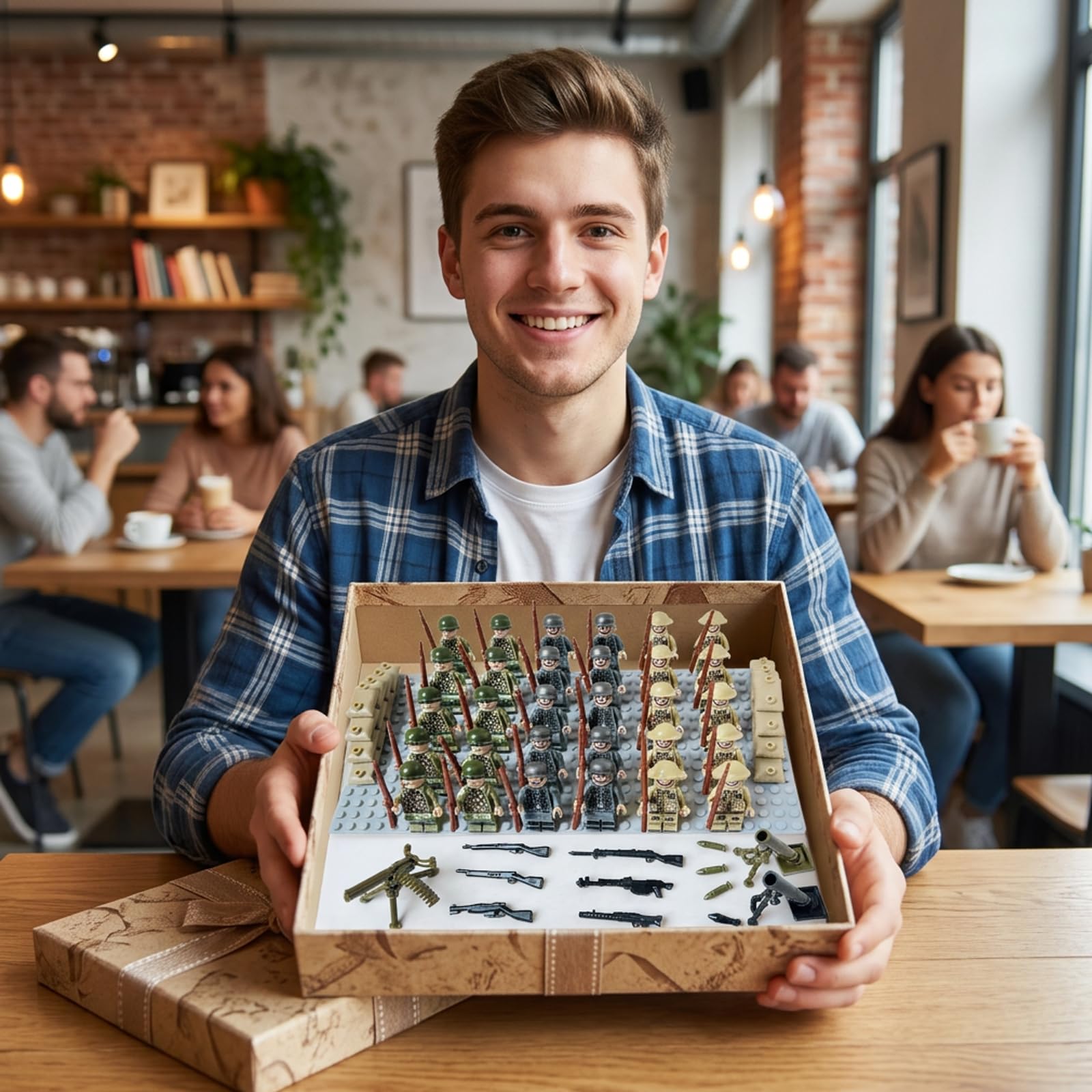 1 zestaw figures, żołnierzy, 30 figures, mini figures, zestaw zawiera moździerz x 2 karabin maszynowy, 1 płyta podstawowa, 1 worek na piasek, idealny dla miłośników historii