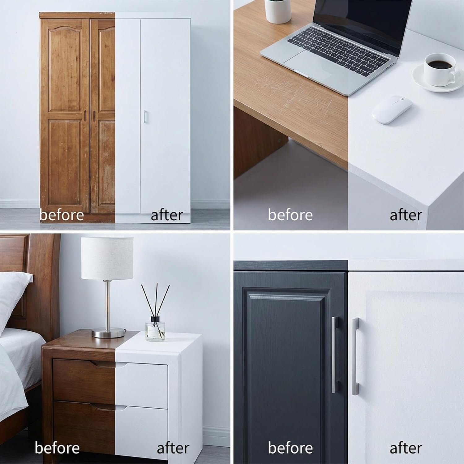17.51inx118in White Wallpaper Peel and Stick Removable Self Adhesive White Contact Paper for Cabinets Bedroom Bathroom Wall Covering Matte Textured Waterproof DIY Decorative