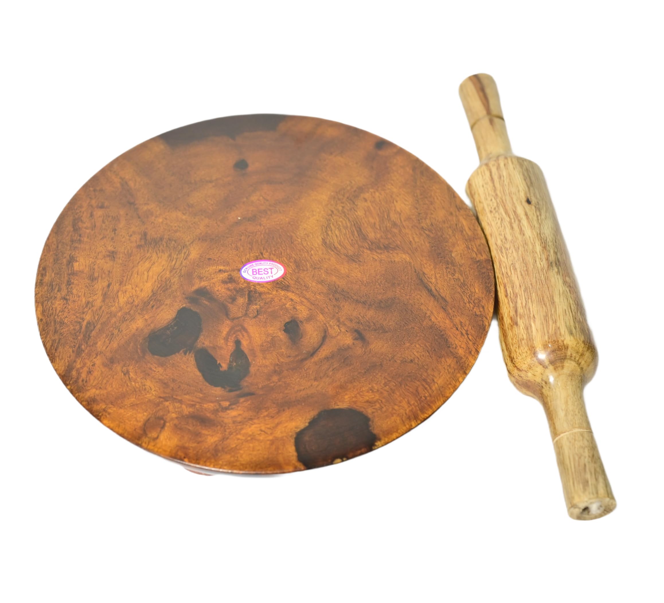 Artmax Wooden Chakla Belan Set for Kitchen | Premium Solid Wood Roti Rolling Board and Pin with Stand-image-13
