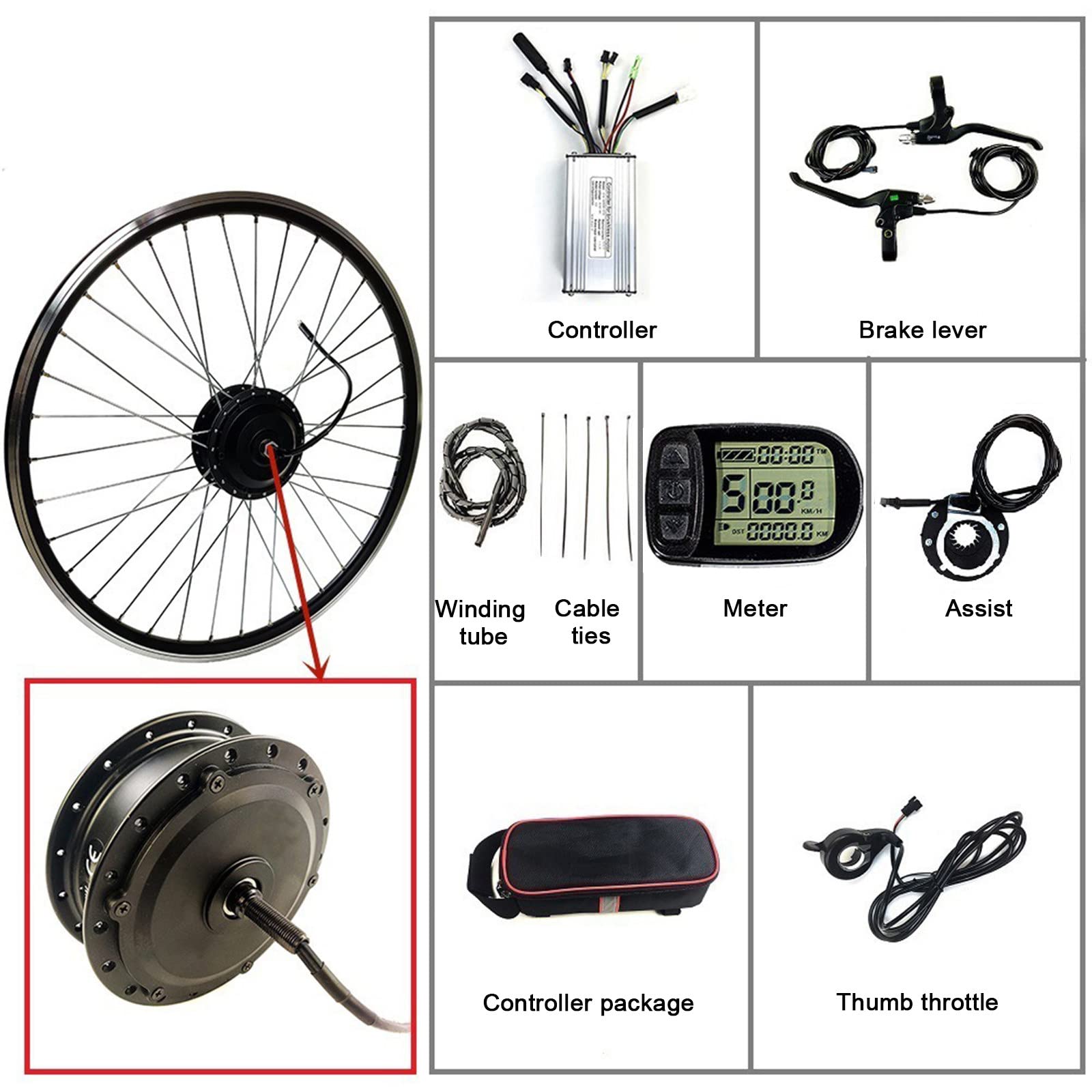 E-bike Conversion Kit Electric Bike Conversion Kit, 20 24 26 27,5 Pedal ...