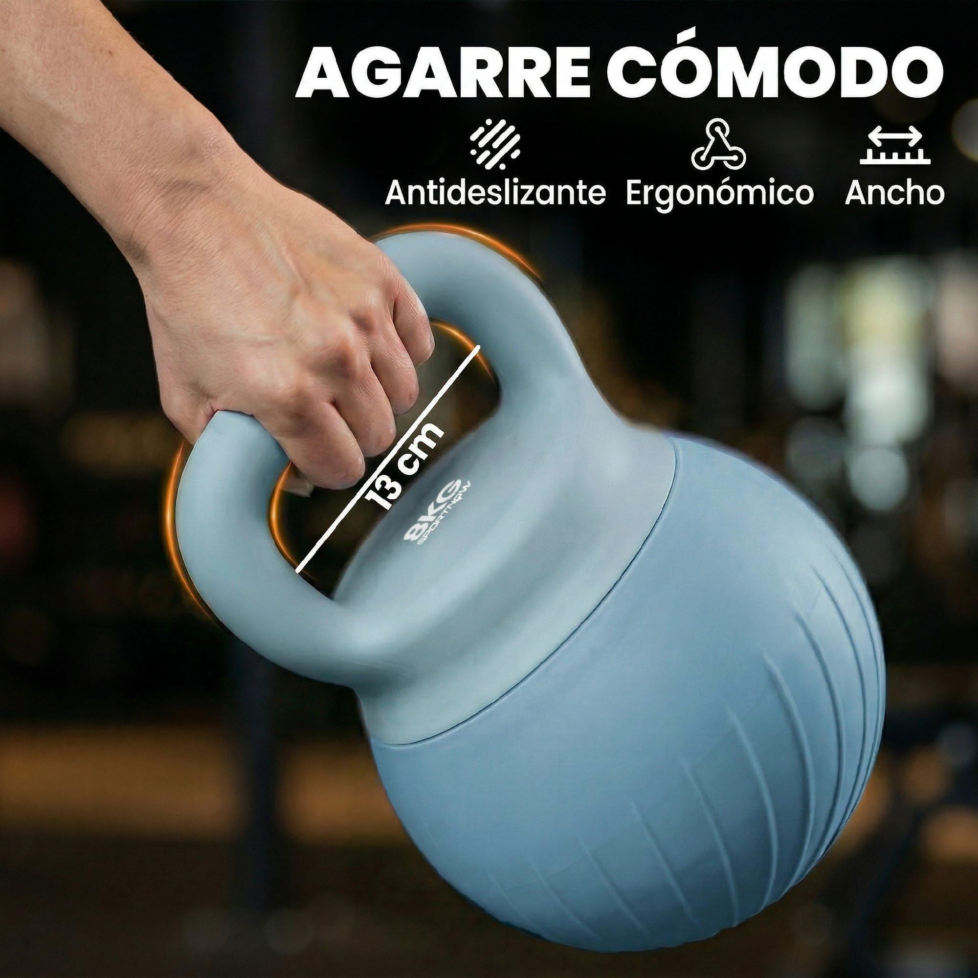 SPORTNOW Pesa Rusa 8 kg, Soft Kettlebell Relleno de Arena Metálica y Mango Antideslizante, para Entrenamiento Culturismo en Casa, Gimnasio, Azul Claro