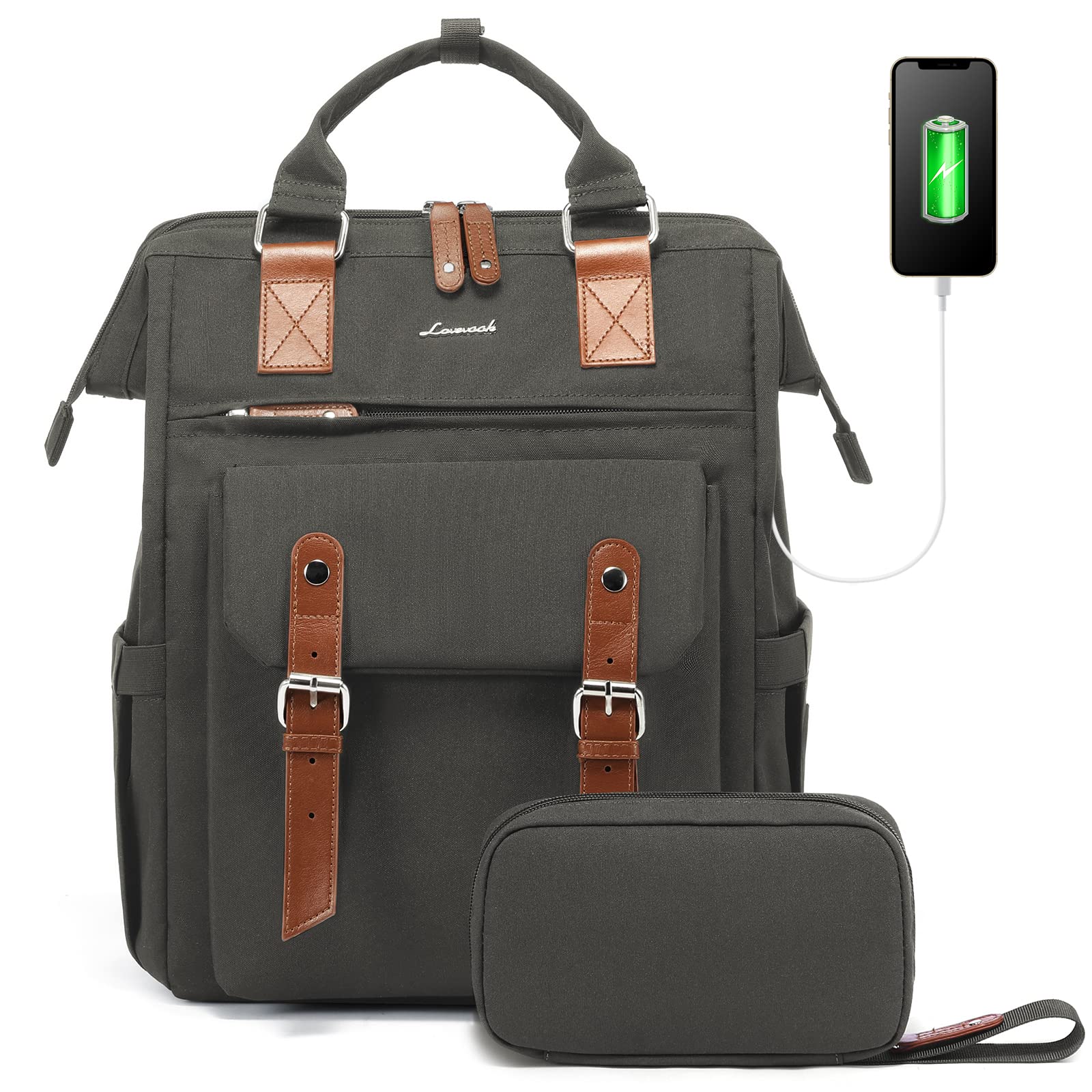 LOVEVOOK Zaino porta PC Donna, Impermeabile Zaino Donna Università con Borsa per Cavo Dati, Zaini Multifunzione Computer Capiente da Viaggio Lavoro Scuola Affari Ufficio