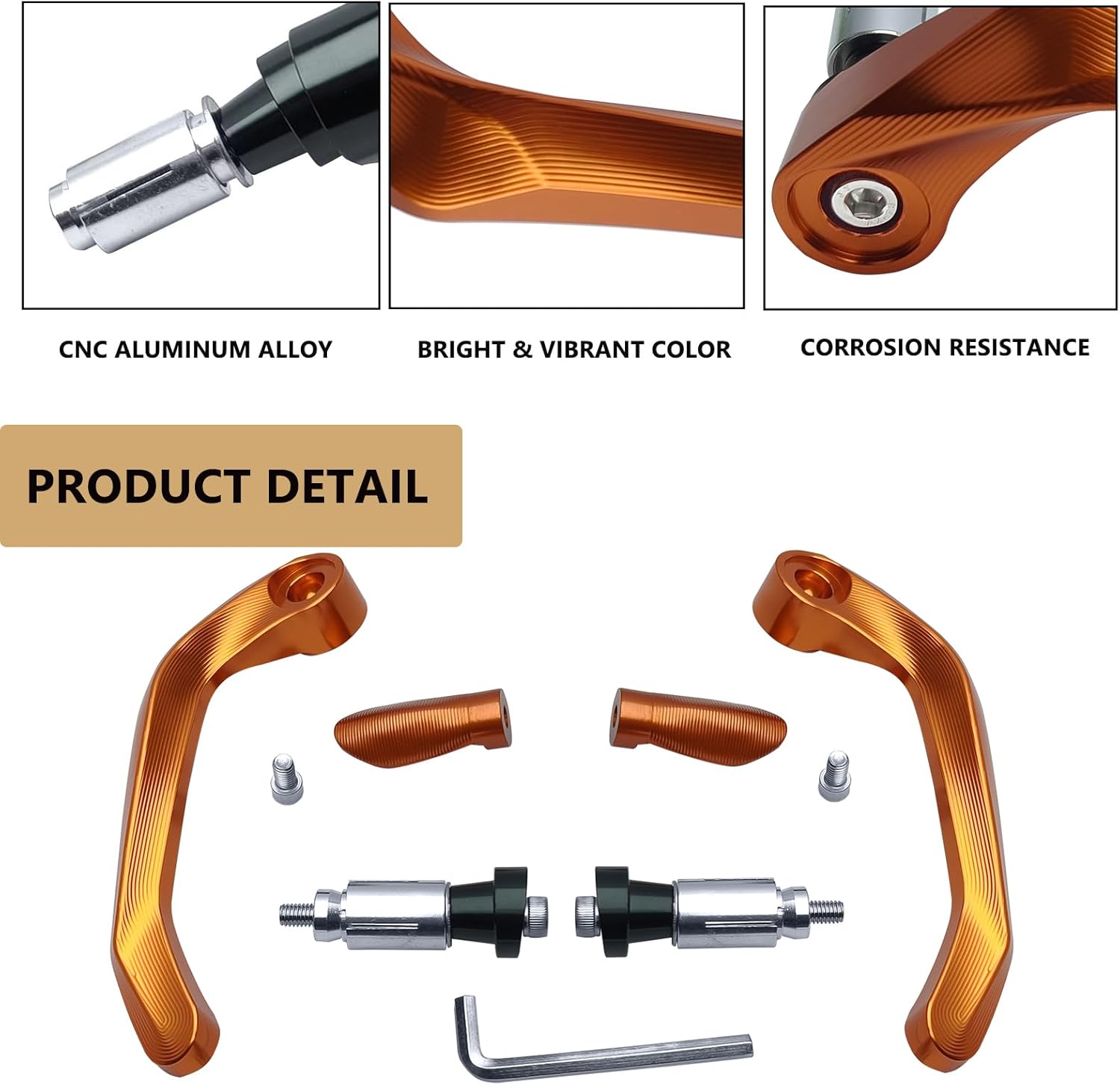 Universal Brake Clutch Lever Guard CNC Aluminum 7/8" 22mm Motorbike Motorcycle Handlebar Hand Guard Lever Protector Accessories(All Orange)