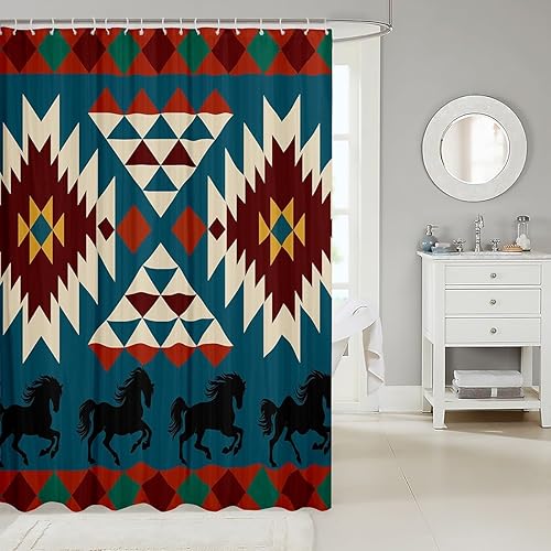 Miniatura 9 de Cortina de ducha de piel de vaca, cortina de ducha con estampado de vaca de las tierras altas marrones, juego de cortina de ducha exóticos aztecas