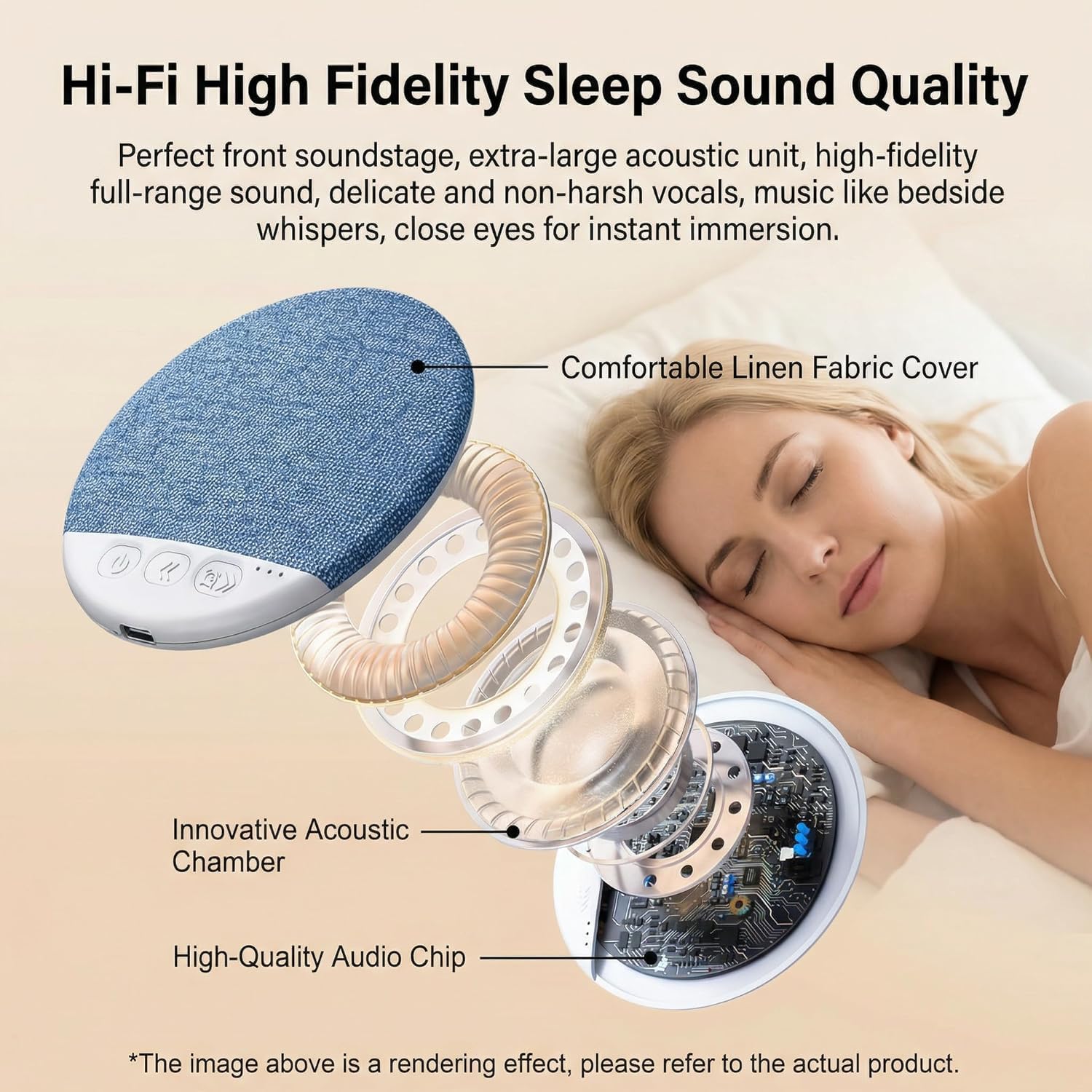 2026 New Bluetooth Sleep Pillow Speaker, Wireless White Noise Pillow Speaker with Timer, Ultra-Thin Stereo Bass Private Sleep Speaker for Adults Kids (Blue)
